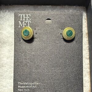 The Met Goldtone and Green Earrings